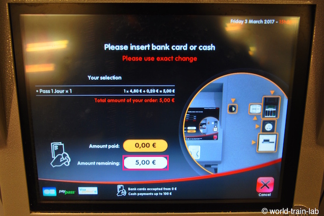 Pay the fare by coins or credit card